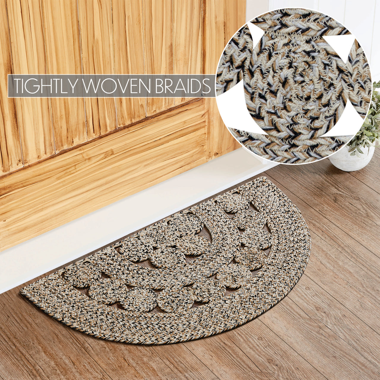 Celeste Blended Pebble Indoor/Outdoor Half Circle Braided Rug 19.5"x36" VHC Brands - The Fox Decor