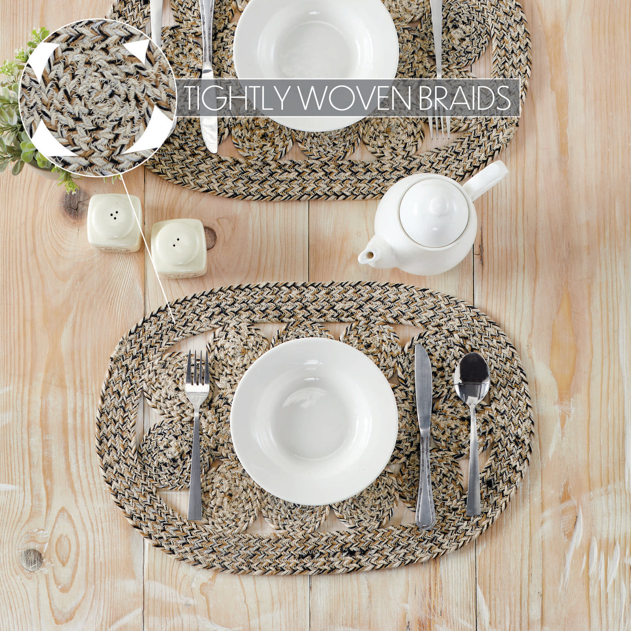 Celeste Blended Pebble Indoor/Outdoor Braided Placemat 13"x19" VHC Brands