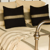 Thumbnail for Grain Sack Stripe Oat Black Queen Duvet Cover DQ164011 - The Fox Decor