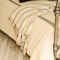 Thumbnail for Grain Sack Stripe Oat Black Queen Duvet Cover DQ164011 - The Fox Decor