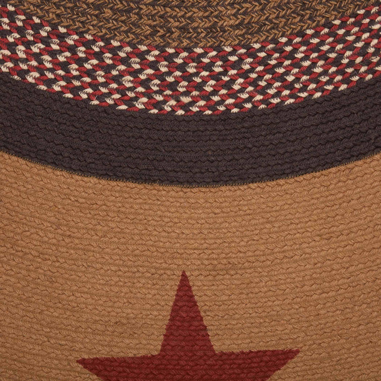 Landon Jute Braided Rug Round 3ft Stencil Stars with Rug Pad VHC Brands - The Fox Decor