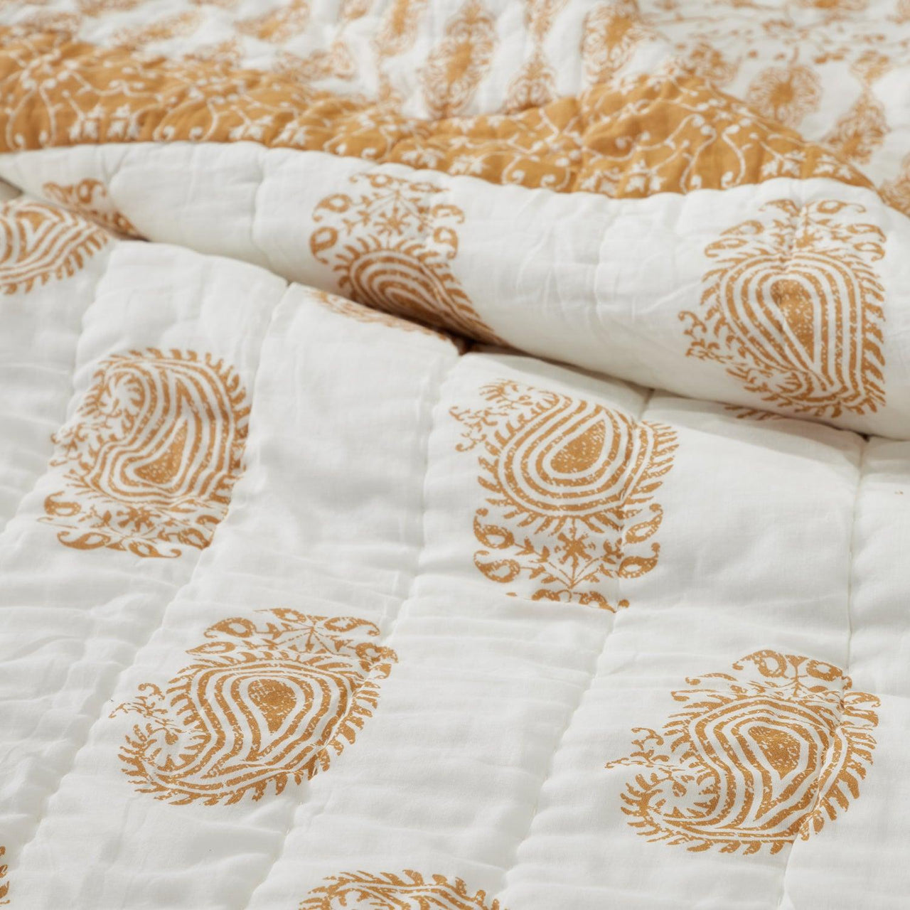 Avani Gold King Quilt 105Wx95L VHC Brands