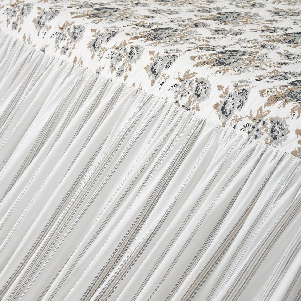 Annie Portabella Floral Ruffled California King Coverlet 84x72+27 VHC Brands - The Fox Decor