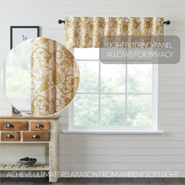 Dorset Gold Floral Valance Curtain 16x72 VHC Brands - The Fox Decor