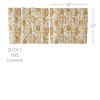 Thumbnail for Dorset Gold Floral Tier Curtain Set of 2 L24xW36 VHC Brands