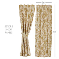 Thumbnail for Dorset Gold Floral Short Panel Curtain Set of 2 63x36 VHC Brands