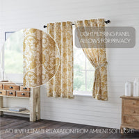 Thumbnail for Dorset Gold Floral Short Panel Curtain Set of 2 63x36 VHC Brands - The Fox Decor
