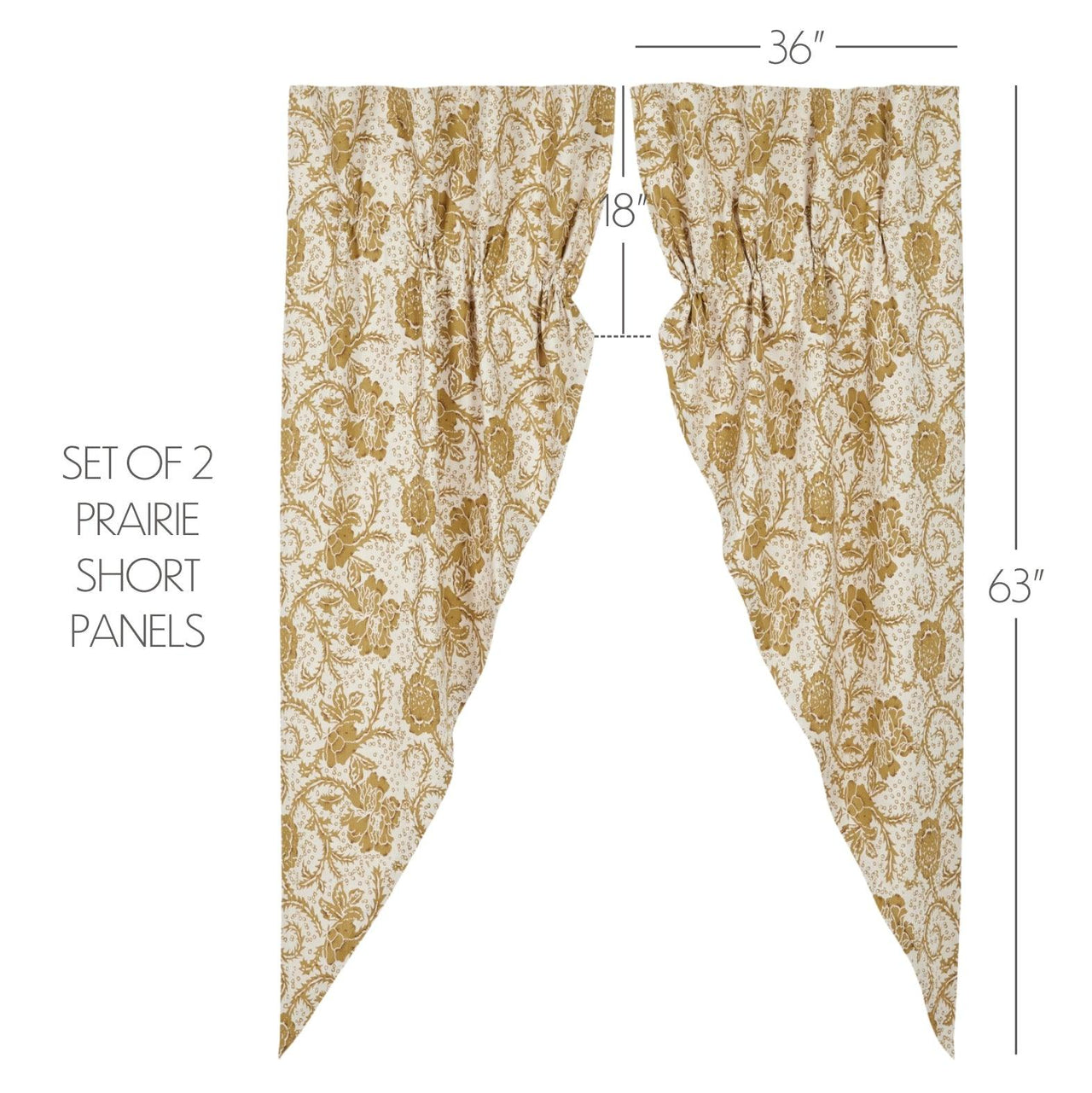 Dorset Gold Floral Prairie Short Panel Set of 2 63x36x18 VHC Brands