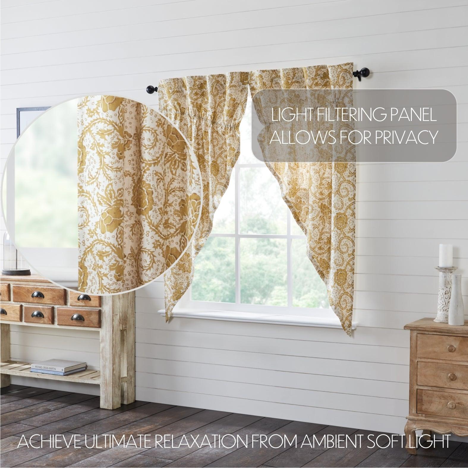 Dorset Gold Floral Prairie Short Panel Set of 2 63x36x18 VHC Brands - The Fox Decor