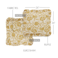 Thumbnail for Dorset Gold Floral Fabric Euro Sham 26x26 VHC Brands