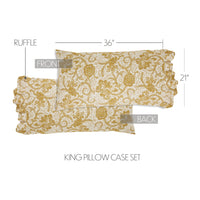 Thumbnail for Dorset Gold Floral Ruffled King Pillow Case Set of 2 21x36+4 VHC Brands