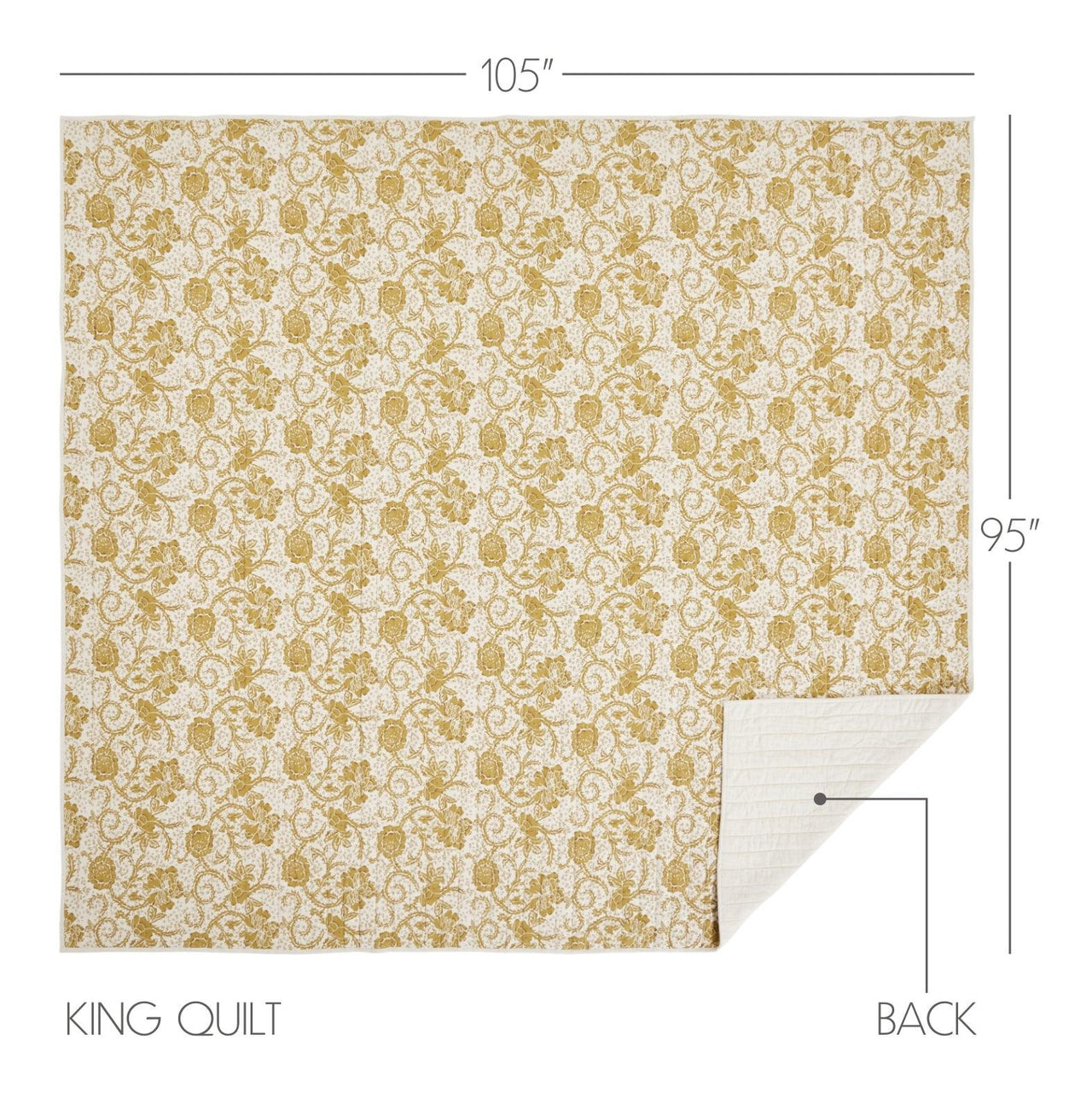 Dorset Gold Floral King Quilt 105Wx95L VHC Brands - The Fox Decor