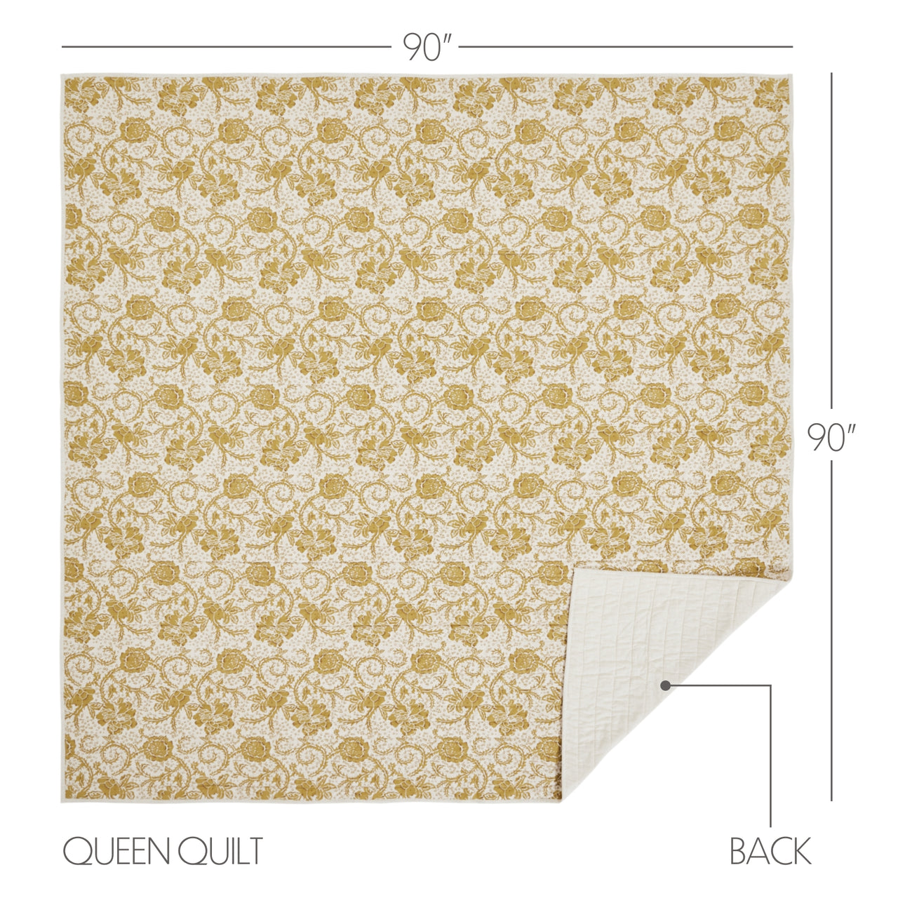 Dorset Gold Floral Queen Quilt 90Wx90L VHC Brands