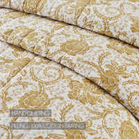 Dorset Gold Floral Twin Quilt 68Wx86L VHC Brands - The Fox Decor