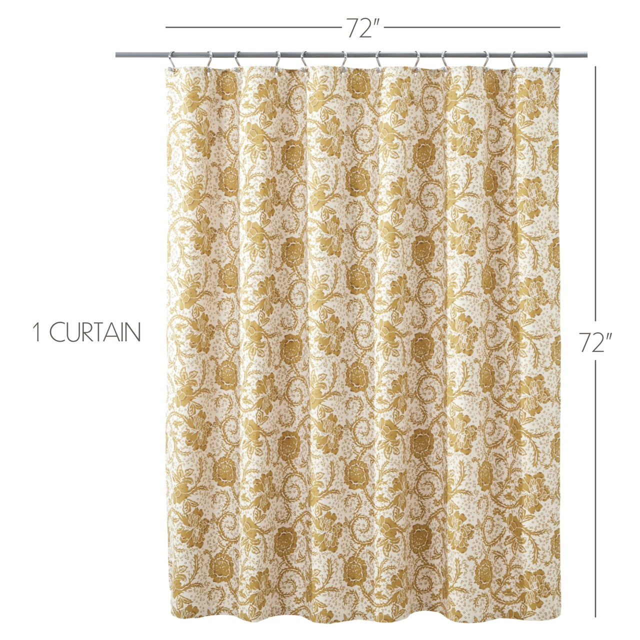 Dorset Gold Floral Shower Curtain 72"x72" VHC Brands - The Fox Decor
