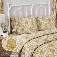 Thumbnail for Dorset Gold Floral Ruffled Standard Pillow Case Set of 2 21x26+4 VHC Brands