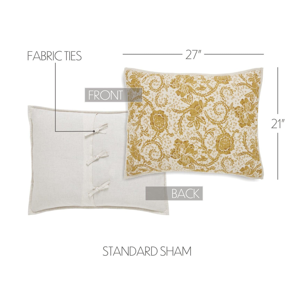 Dorset Gold Floral Standard Sham 21x27 VHC Brands - The Fox Decor