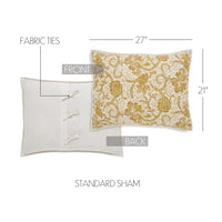 Thumbnail for Dorset Gold Floral Standard Sham 21x27 VHC Brands