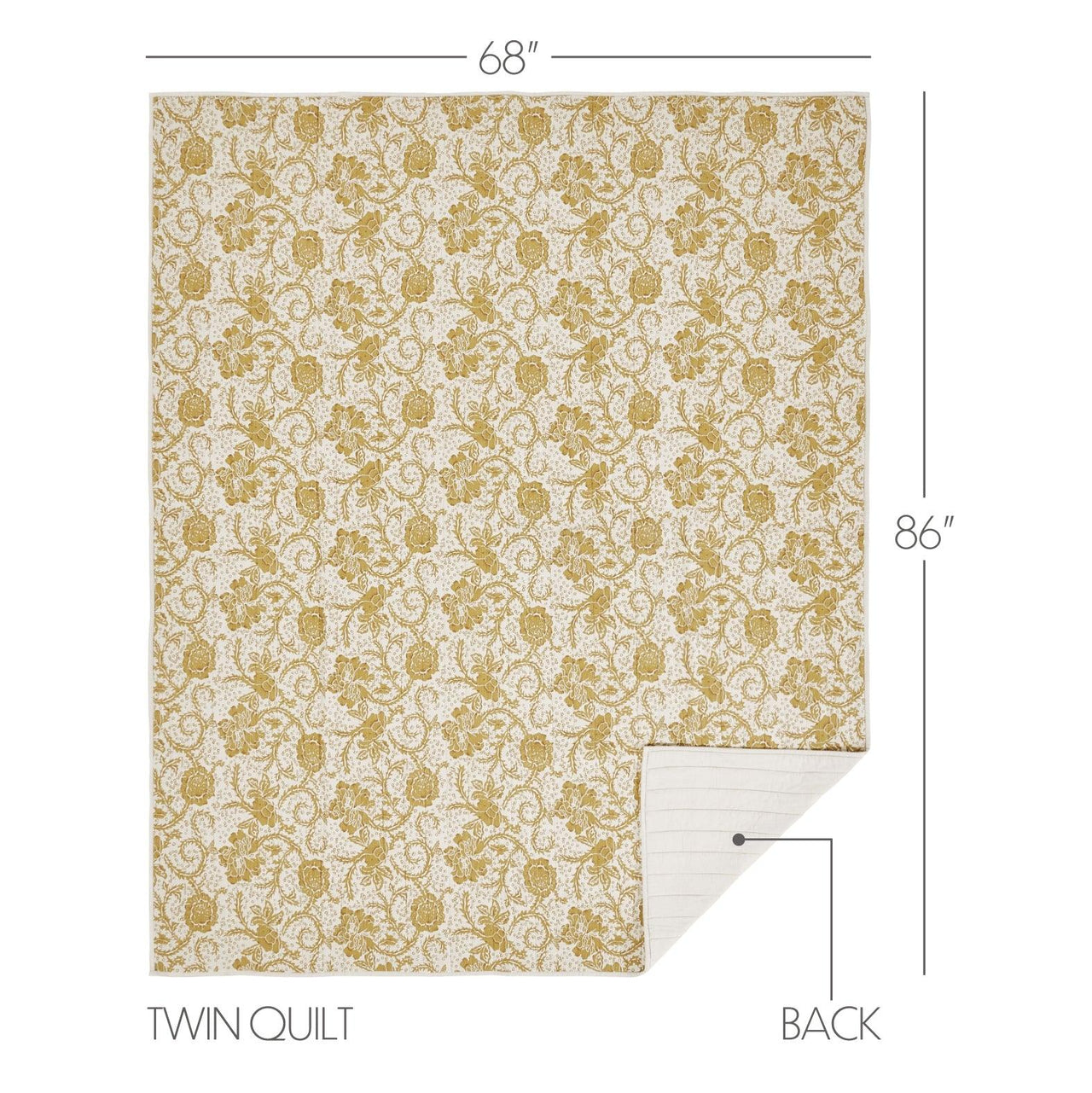 Dorset Gold Floral Twin Quilt 68Wx86L VHC Brands