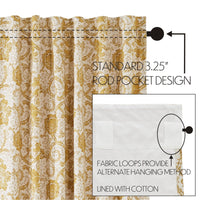 Thumbnail for Dorset Gold Floral Short Panel Curtain Set of 2 63x36 VHC Brands - The Fox Decor