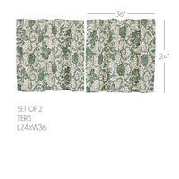 Thumbnail for Dorset Green Floral Tier Curtain Set of 2 L24xW36 VHC Brands