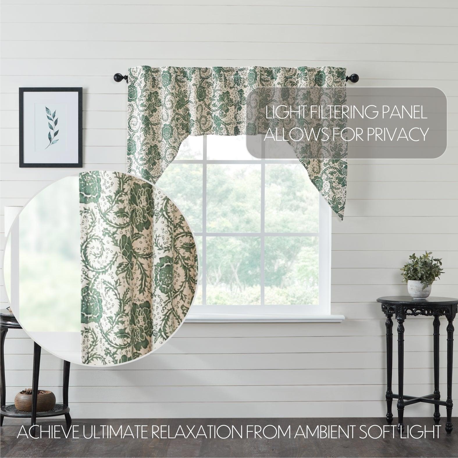 Dorset Green Floral Swag Curtain Set of 2 36x36x16 VHC Brands - The Fox Decor