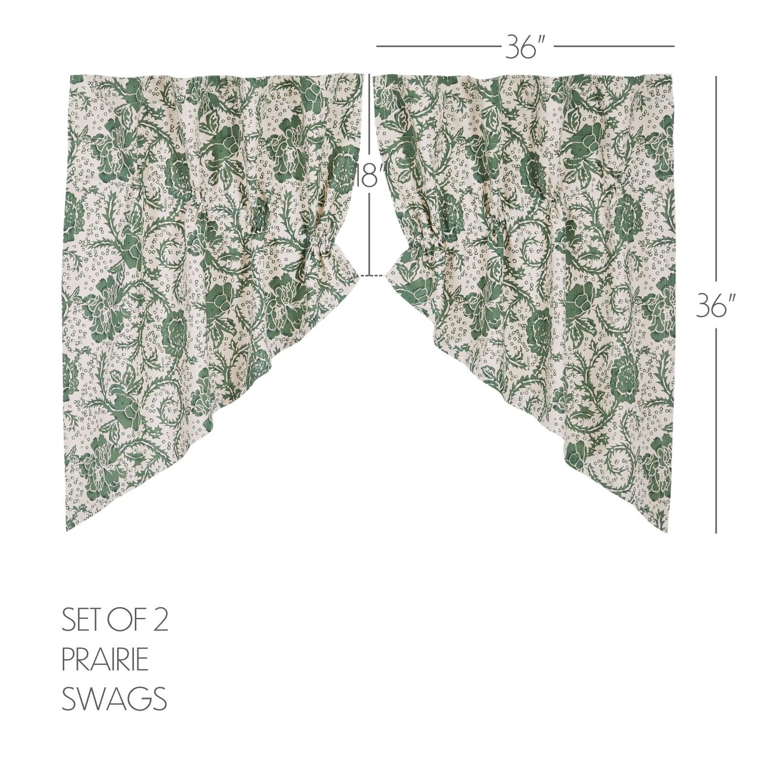 Dorset Green Floral Prairie Swag Set of 2 36x36x18 VHC Brands