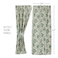 Thumbnail for Dorset Green Floral Short Panel Curtain Set of 2 63x36 VHC Brands
