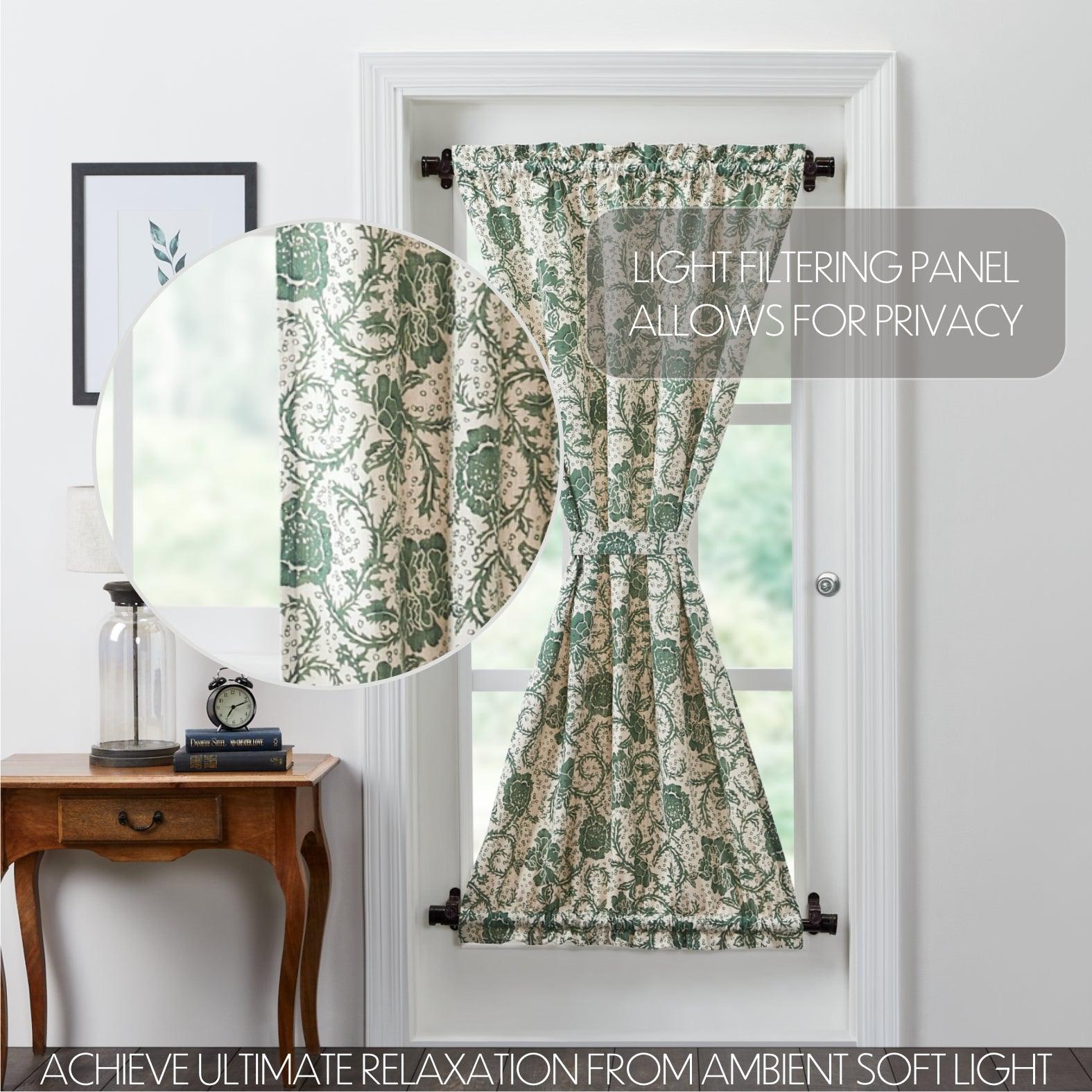 Dorset Green Floral Door Panel Curtain 72x40 VHC Brands - The Fox Decor