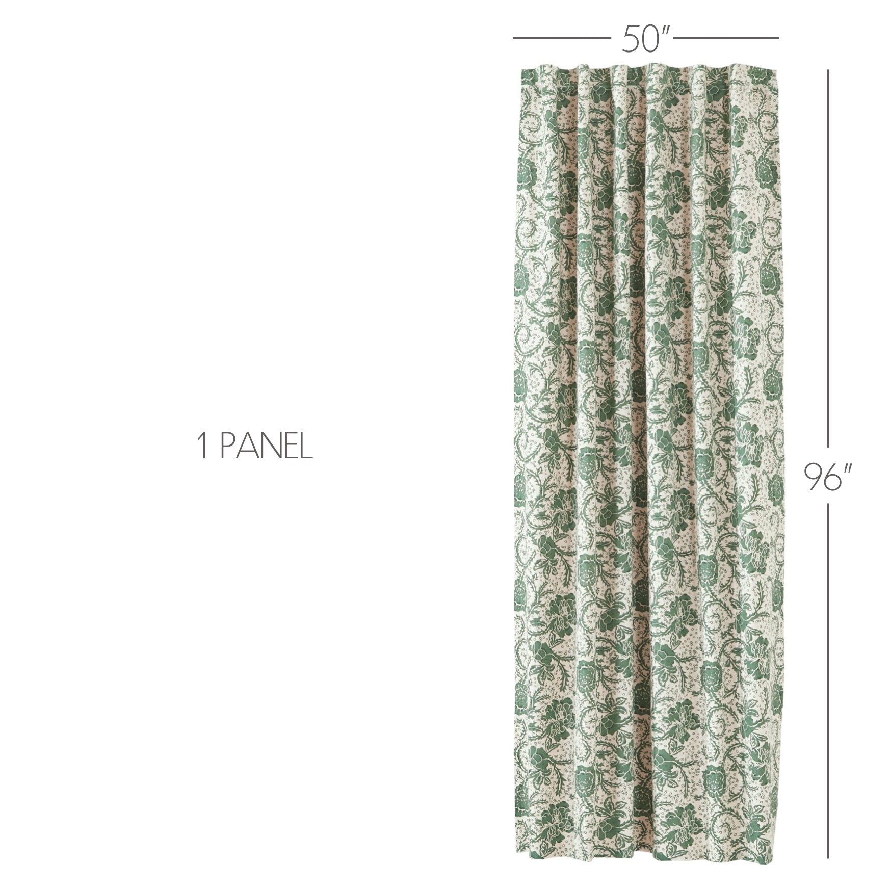 Dorset Green Floral Panel Curtain 96