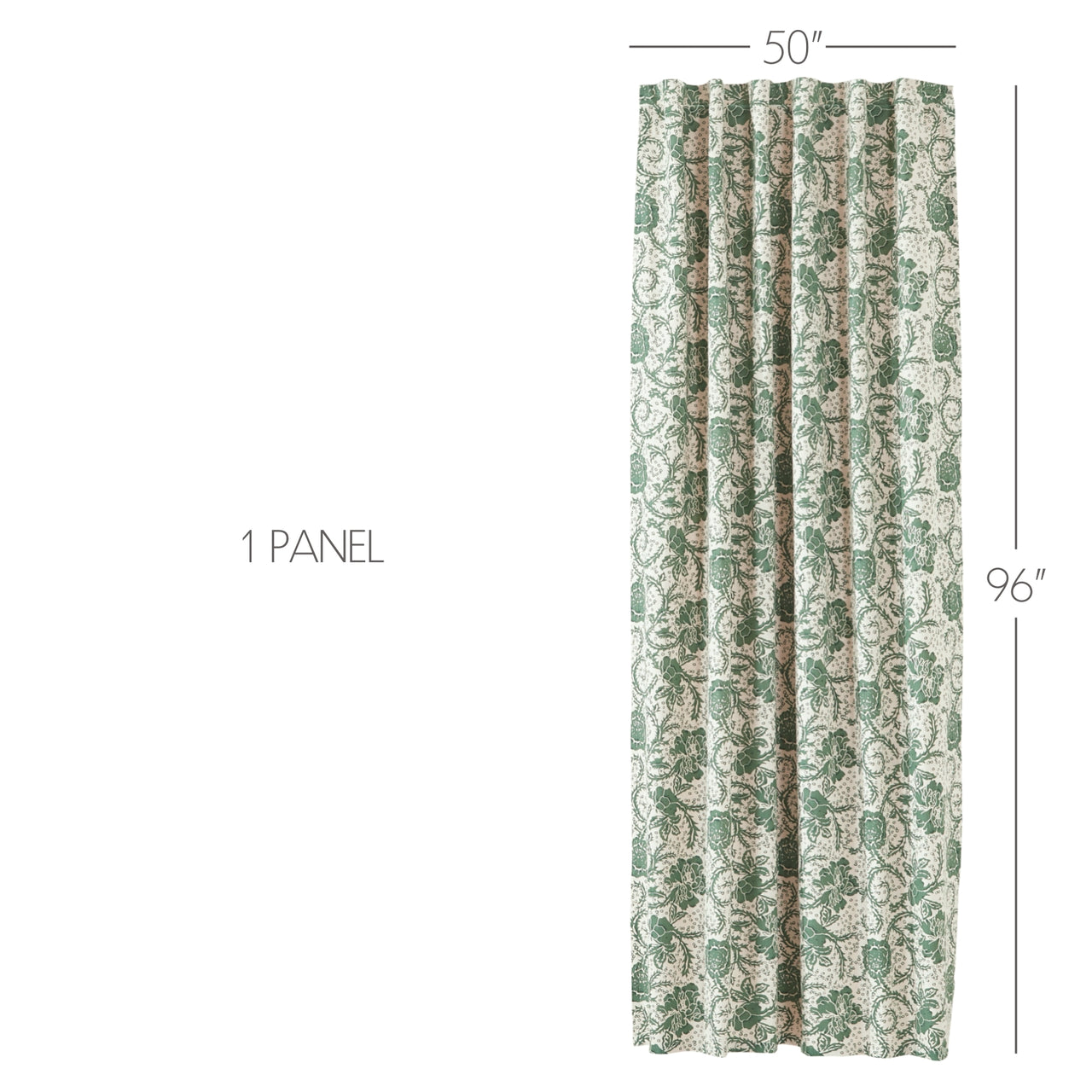 Dorset Green Floral Panel Curtain 96"x50" VHC Brands