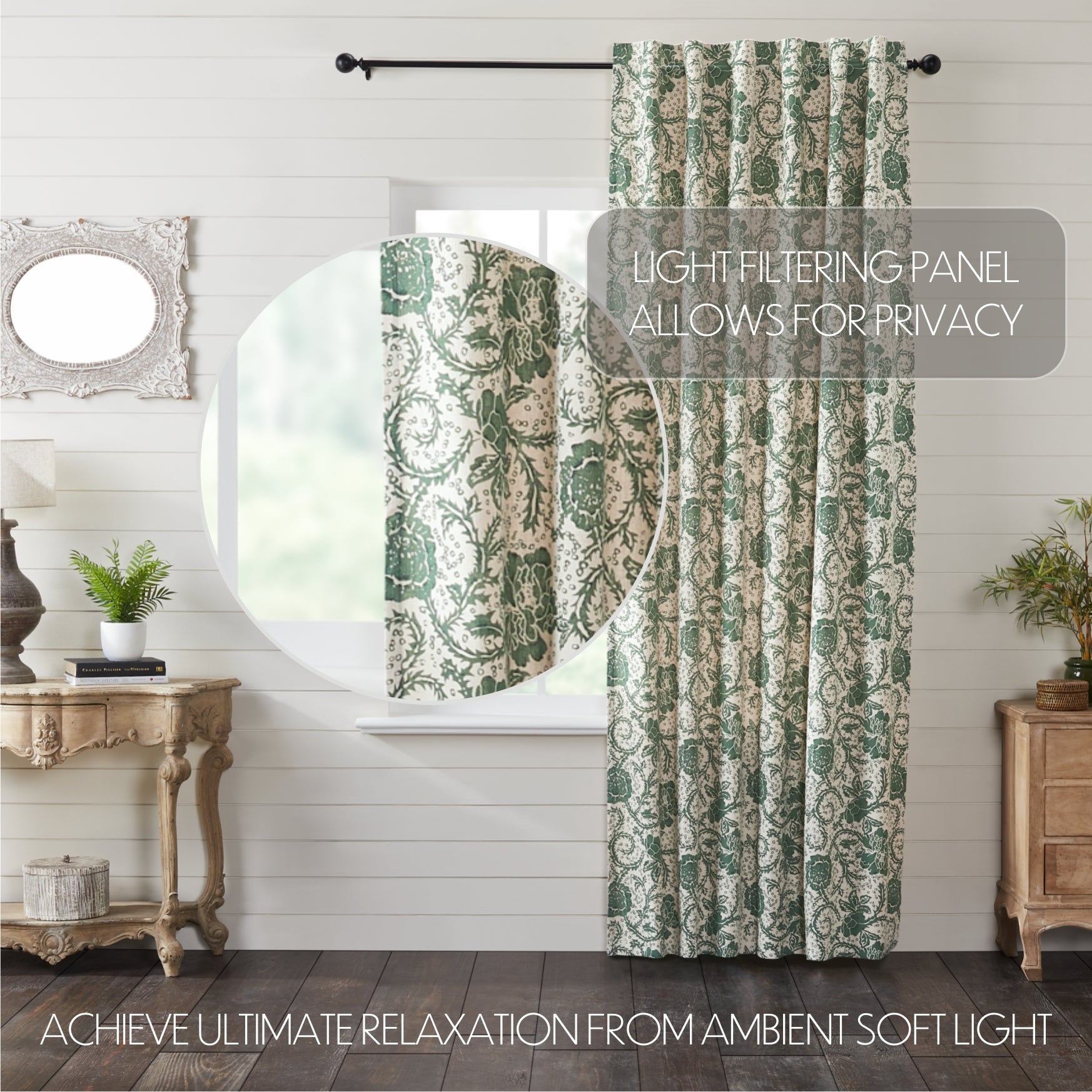 Dorset Green Floral Panel Curtain 96