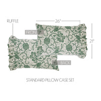 Thumbnail for Dorset Green Floral Ruffled Standard Pillow Case Set of 2 21x26+4 VHC Brands