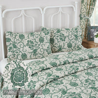 Thumbnail for Dorset Green Floral Ruffled Standard Pillow Case Set of 2 21x26+4 VHC Brands - The Fox Decor