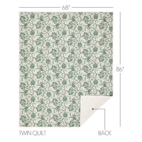 Thumbnail for Dorset Green Floral Twin Quilt 68Wx86L VHC Brands