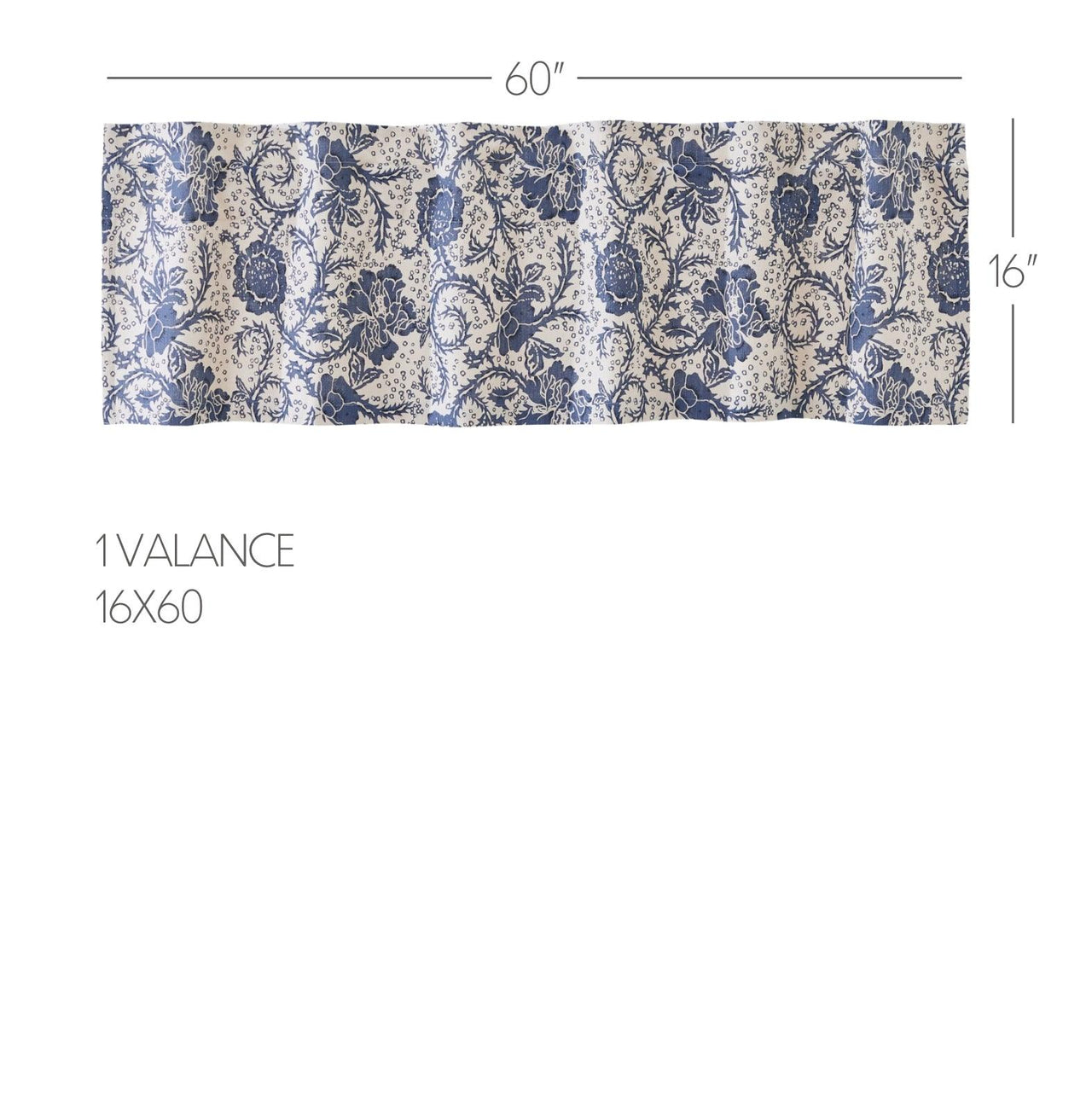 Dorset Navy Floral Valance Curtain 16x60 VHC Brands