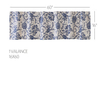 Thumbnail for Dorset Navy Floral Valance Curtain 16x60 VHC Brands