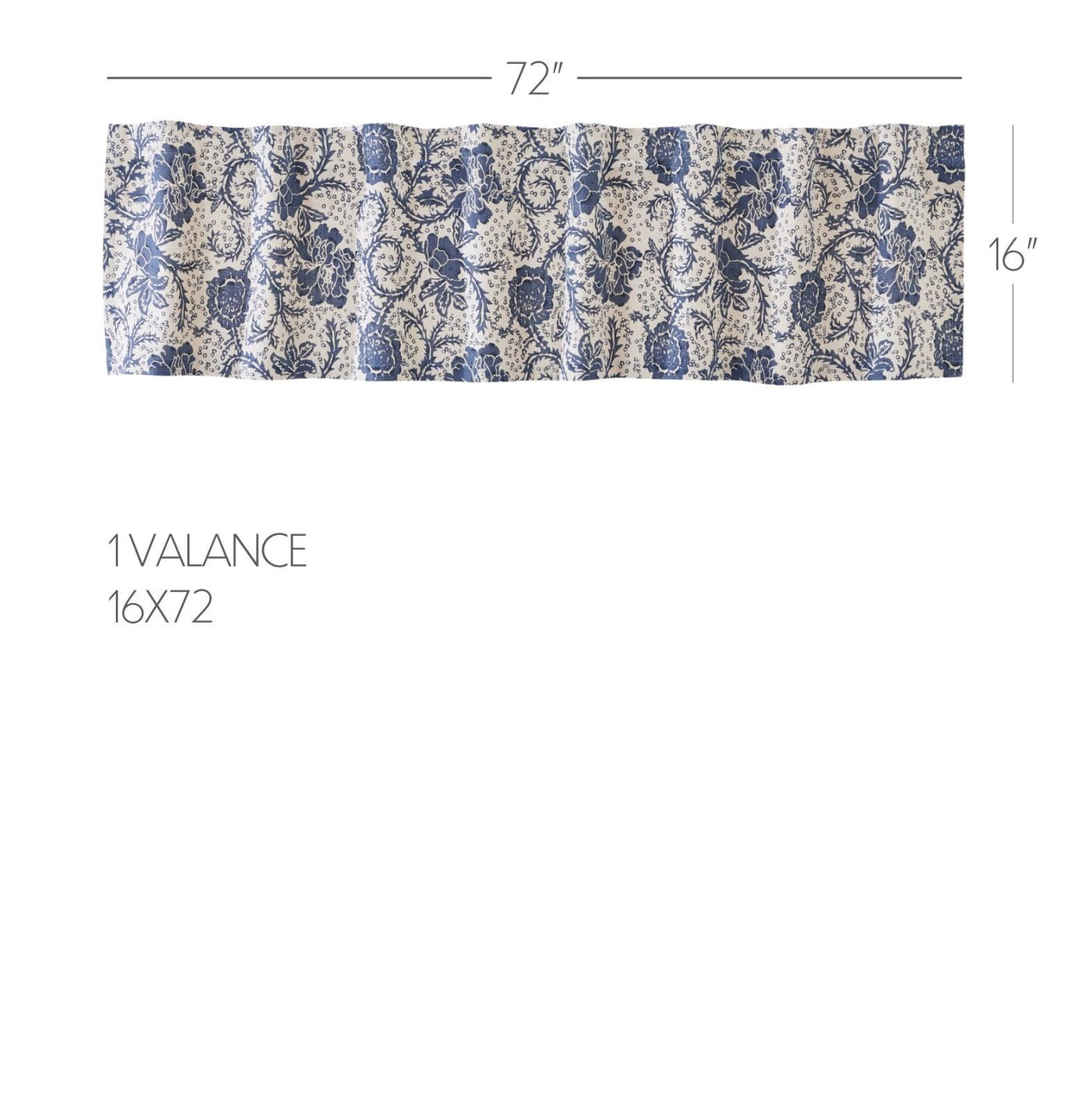 Dorset Navy Floral Valance Curtain 16x72 VHC Brands - The Fox Decor