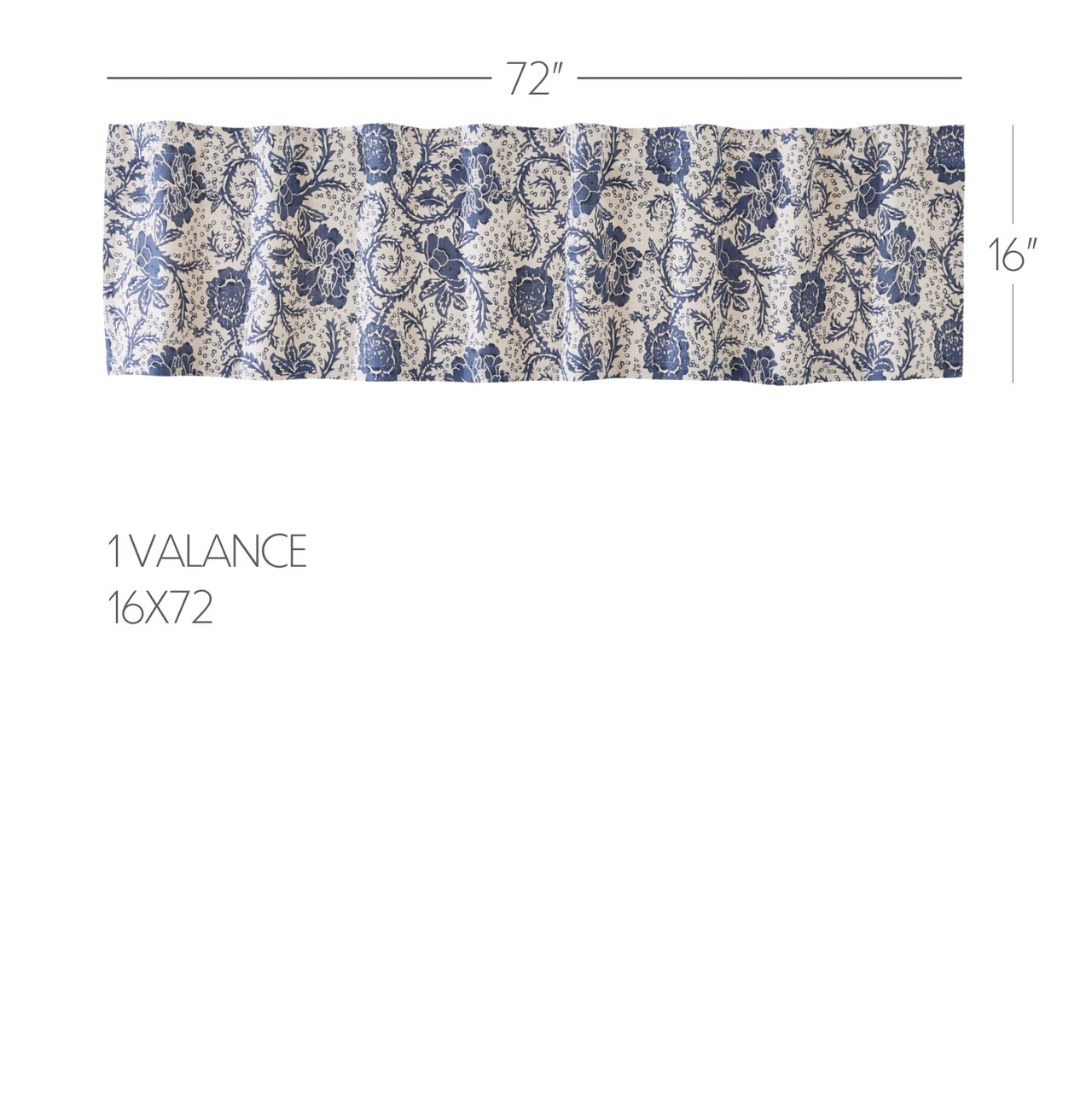 Dorset Navy Floral Valance Curtain 16x72 VHC Brands