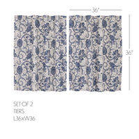 Thumbnail for Dorset Navy Floral Tier Curtain Set of 2 L36xW36 VHC Brands - The Fox Decor