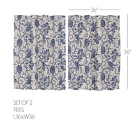 Thumbnail for Dorset Navy Floral Tier Curtain Set of 2 L36xW36 VHC Brands