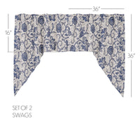 Thumbnail for Dorset Navy Floral Swag Curtain Set of 2 36x36x16 VHC Brands - The Fox Decor
