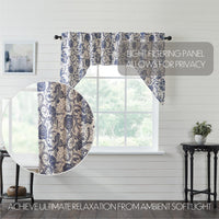 Thumbnail for Dorset Navy Floral Swag Curtain Set of 2 36x36x16 VHC Brands - The Fox Decor
