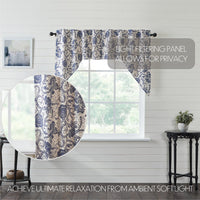 Thumbnail for Dorset Navy Floral Swag Curtain Set of 2 36x36x16 VHC Brands