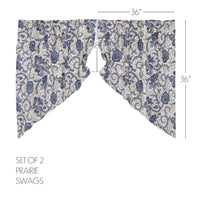 Dorset Navy Floral Prairie Swag Set of 2 36x36x18 VHC Brands - The Fox Decor