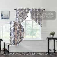 Dorset Navy Floral Prairie Swag Set of 2 36x36x18 VHC Brands - The Fox Decor