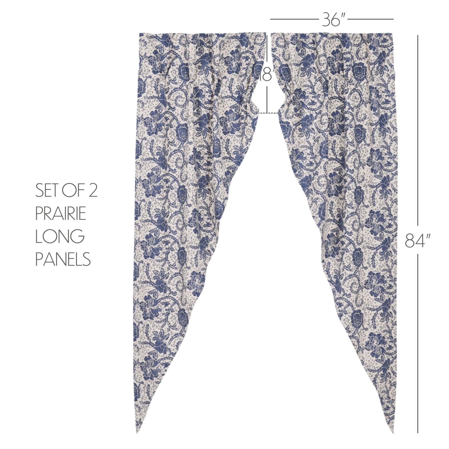 Dorset Navy Floral Prairie Long Panel Curtain Set of 2 84x36x18 VHC Brands - The Fox Decor