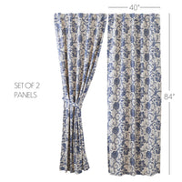 Thumbnail for Dorset Navy Floral Panel Curtain Set of 2 84x40 VHC Brands