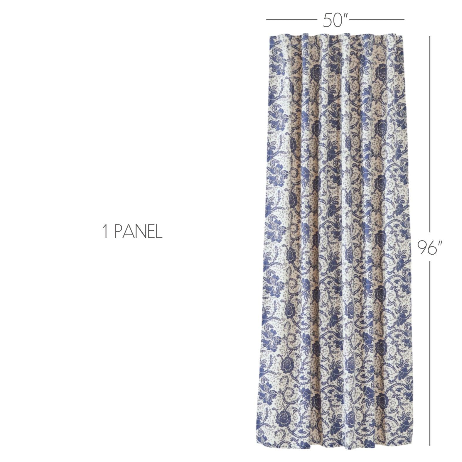 Dorset Navy Floral Panel Curtain 96x50 VHC Brands - The Fox Decor