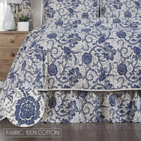 Dorset Navy Floral Queen Bed Skirt 60x80x16 VHC Brands - The Fox Decor